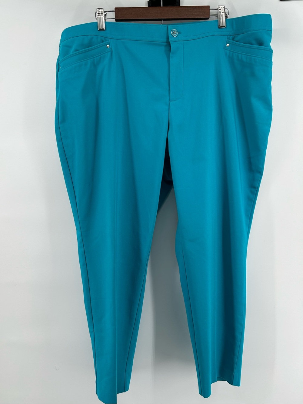 CJ Banks Signature Slimming Women's Teal Cropped  Dress Pants  Size 22W